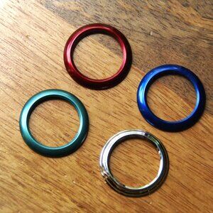 New Vintage Set of 4 Interchangeable Metal Bezels-Silver, Red,  Blue, Green